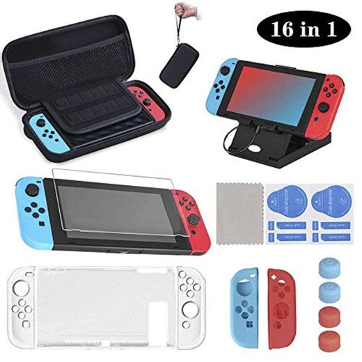 16 en 1 Kit de Accesorios para Nintendo Switch, Funda para Nintendo