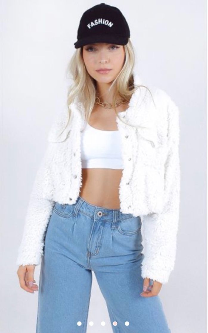 Social CASACO sweet teddy cropped off white