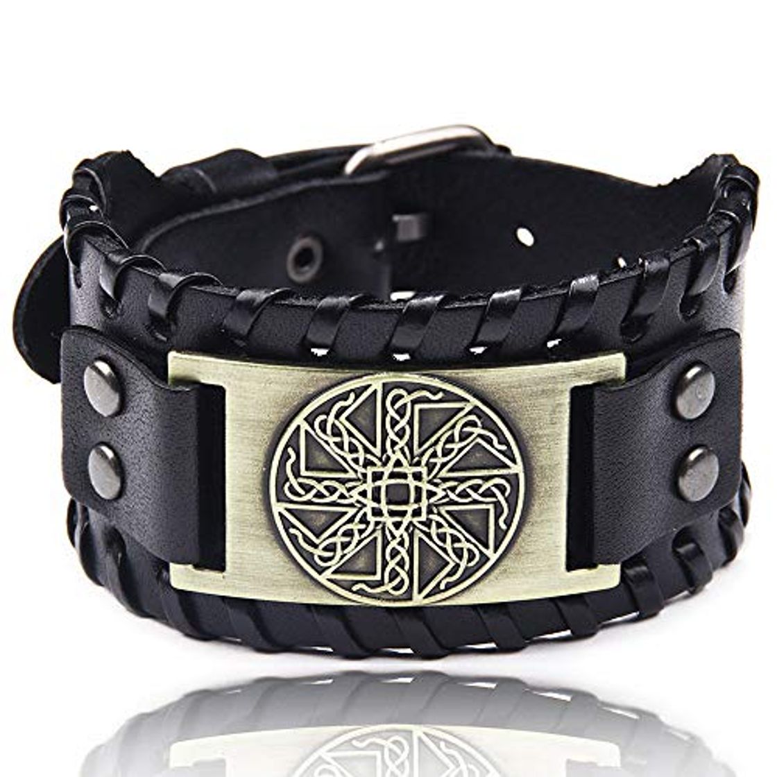 Fashion Pulseras Cuero Punk Multicapa