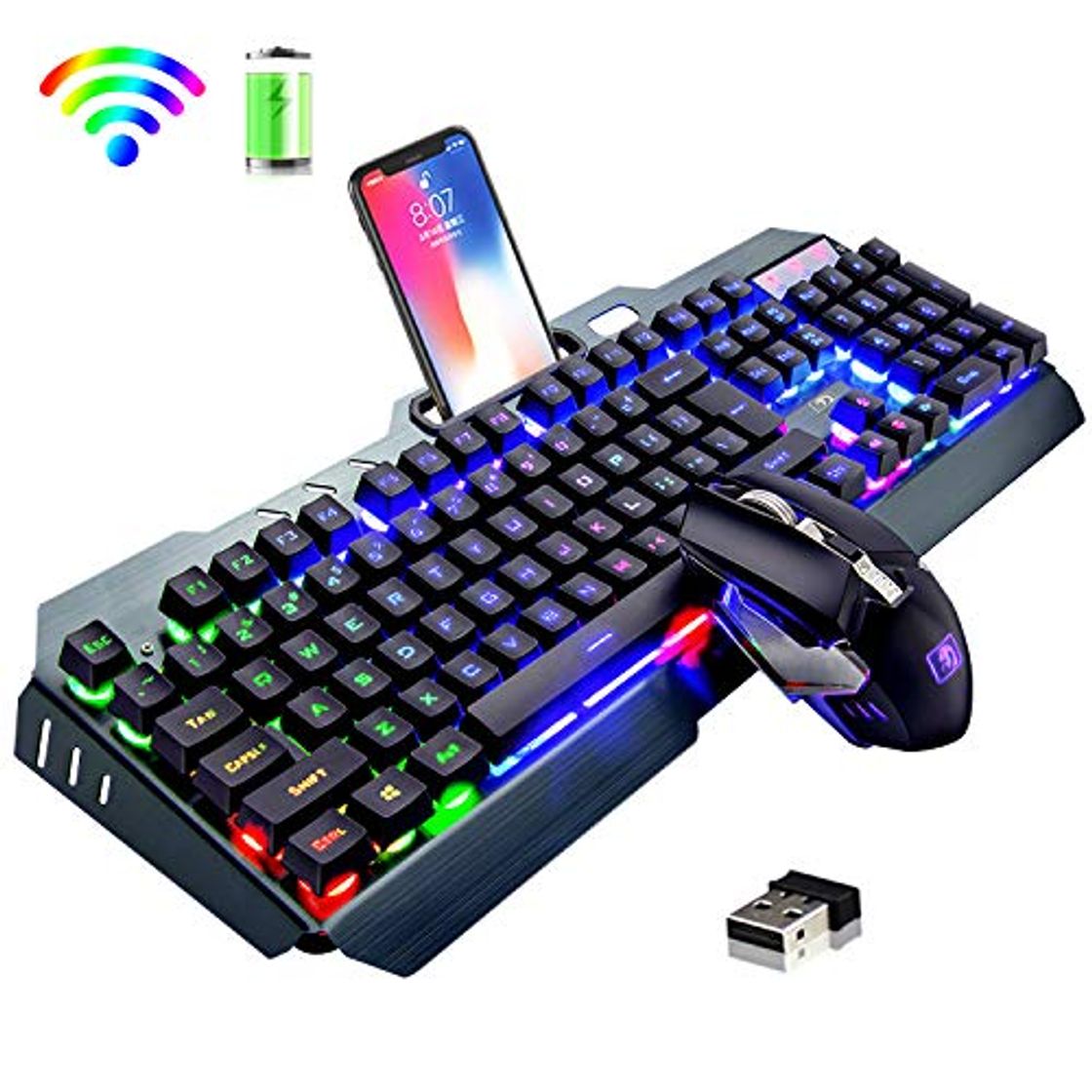 Productos Juego de teclado y mouse recargables inalámbricos para juegos 2.4G , gran