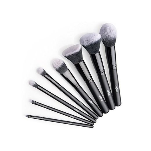 Kit de Brochas Maquillaje 8 Piezas Anjou Cerdas de Fibra Sintética Suave