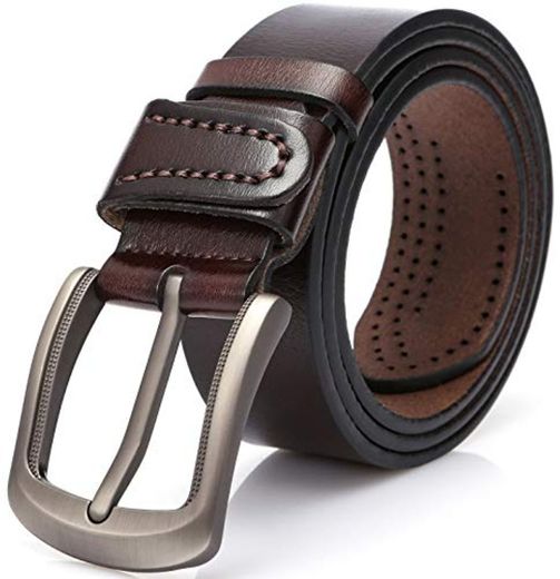 DOVAVA Cinturón de Cuero para Hombre, Longitud Ajustable en Marrón, Cinturones Elegantes