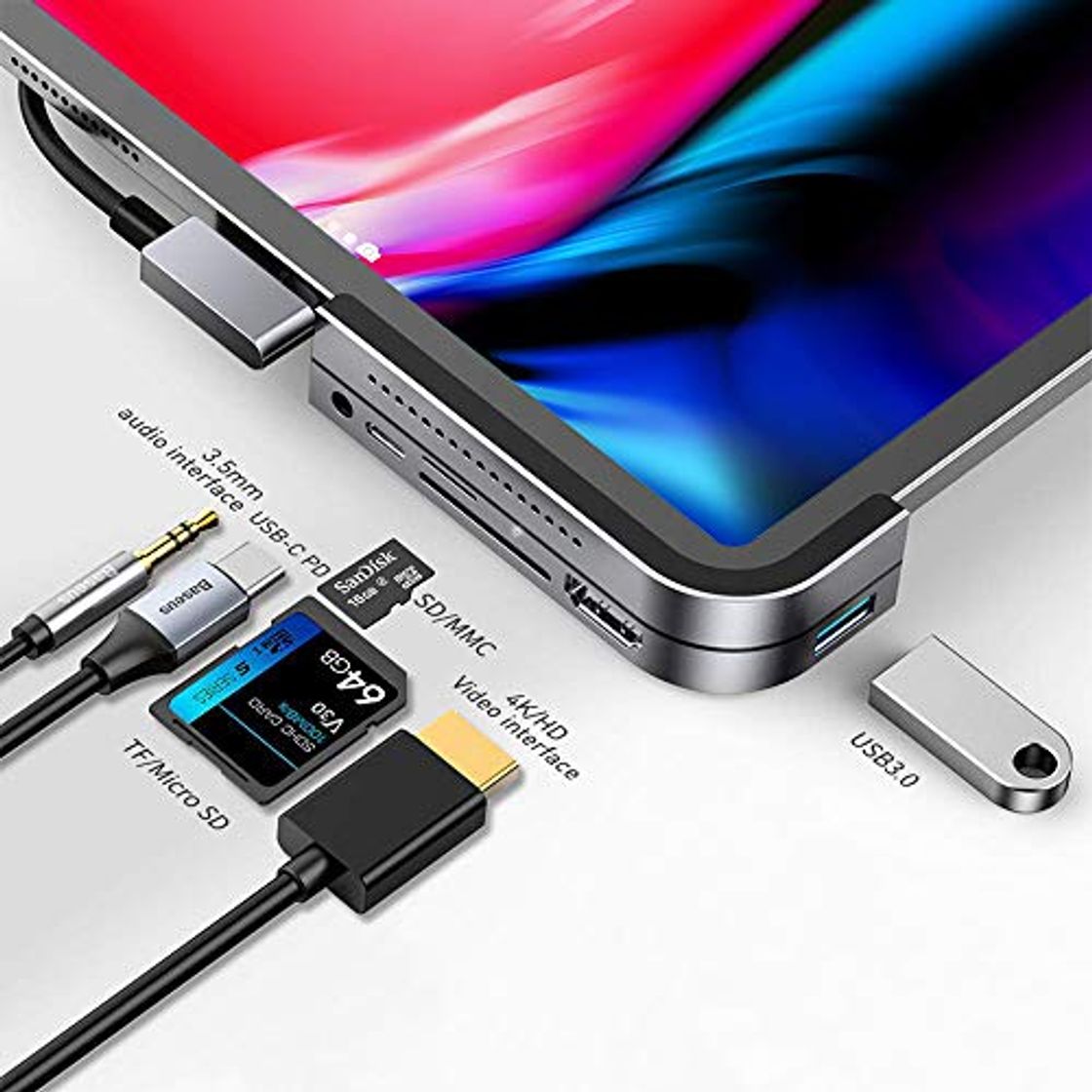 Social Baseus USB C Adaptador, iPad Pro 11 12.9 2020 2018 Hub, 6