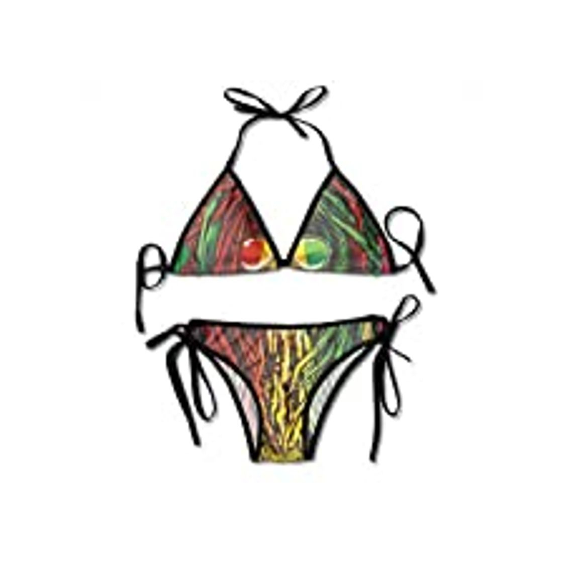 Moda Bikini para Mujer con Vendaje Reggae Rasta Flag Lion Halter Trajes de Baño Traje de Baño de Dos Piezas