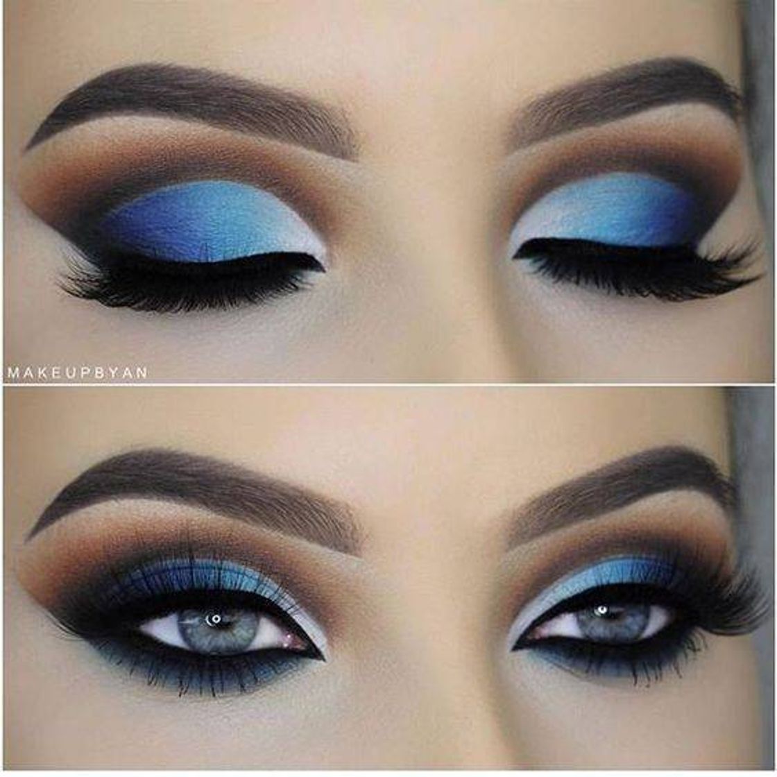 Fashion Olhos com sombra em tons azuis 💙