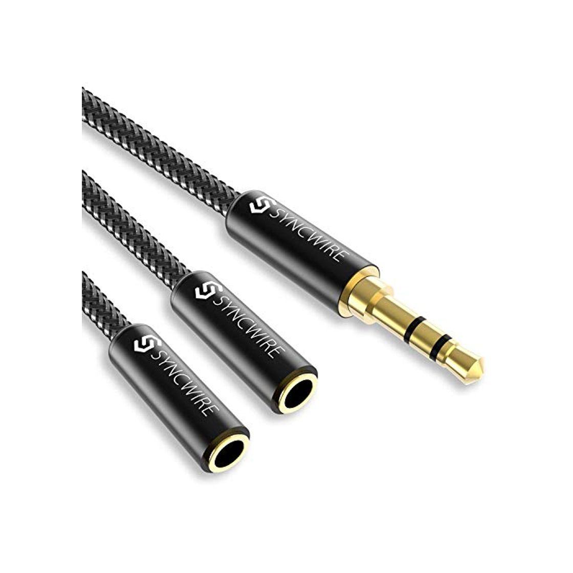 Social Cable Divisor Syncwire, Splitter Jack Auriculares Nylon trenzado [23cm] Cable divisor de