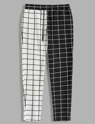 Spliced plaid pants 