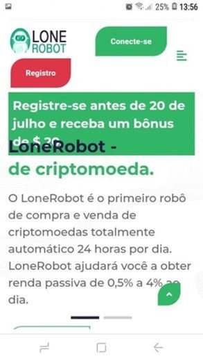 ROBOT ESTÁ DANDO 20$ PARA COMEÇAR A INVESTIR!