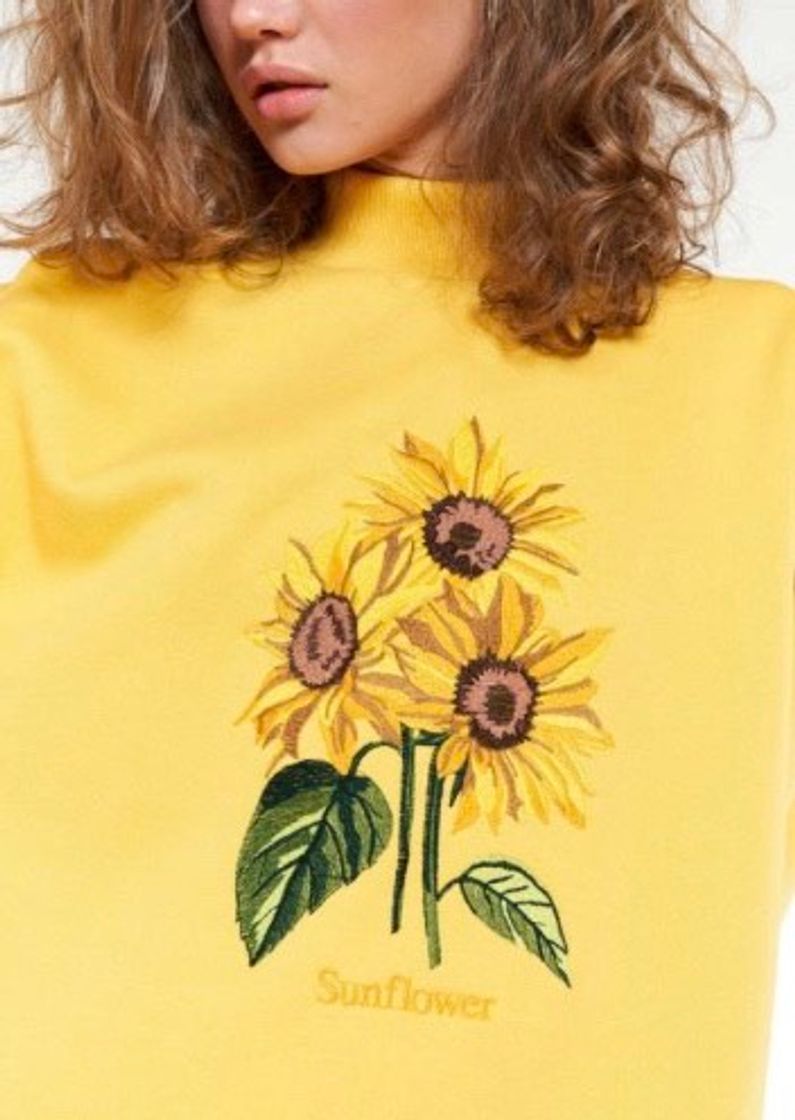 Fashion SUNFLOWER BOUQUET OVERSIZED HIGH NECK SWEATER