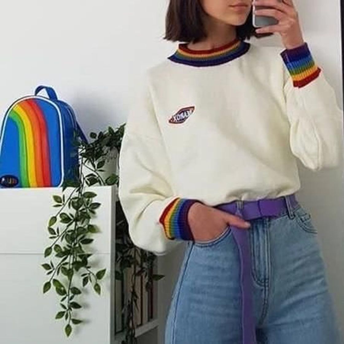 Fashion Rainbow Cuff Sweater