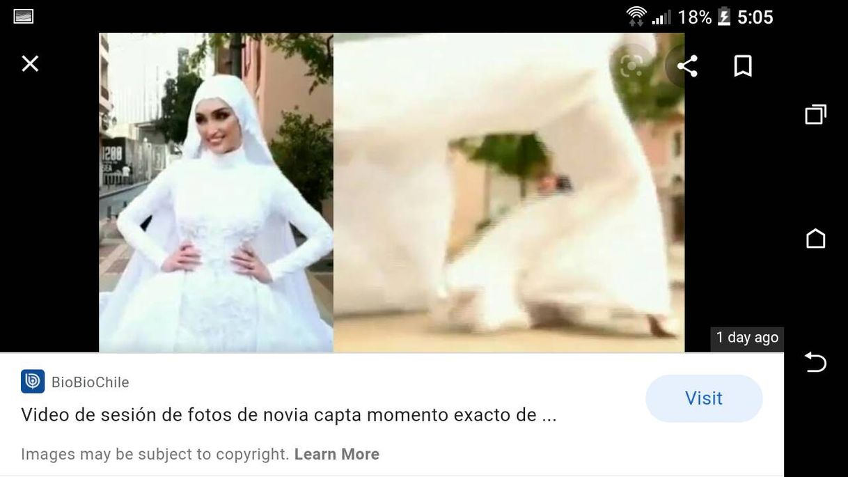 Moda Explosión de Beirut alcanza a novia en sesión de fotos.