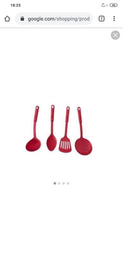 Kit utensílios vermelho para cozinha