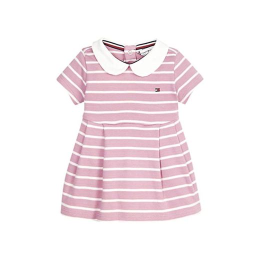 Tommy Hilfiger Baby Girl Rugby Stripe Dress S/s Blusa, Morado