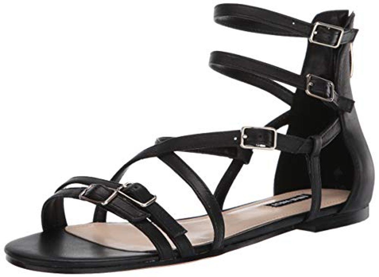 Moda NINE WEST Wnlorna Sandalias planas para mujer, Negro