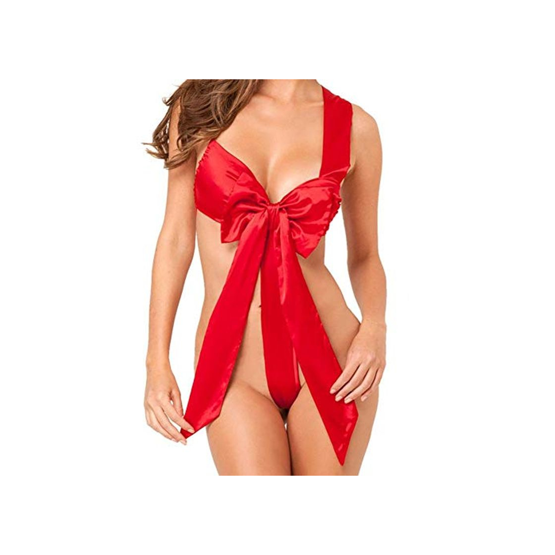 Social YeeHoo Mujer Lingerie Red con corbata de satén arco Temptation Uniform