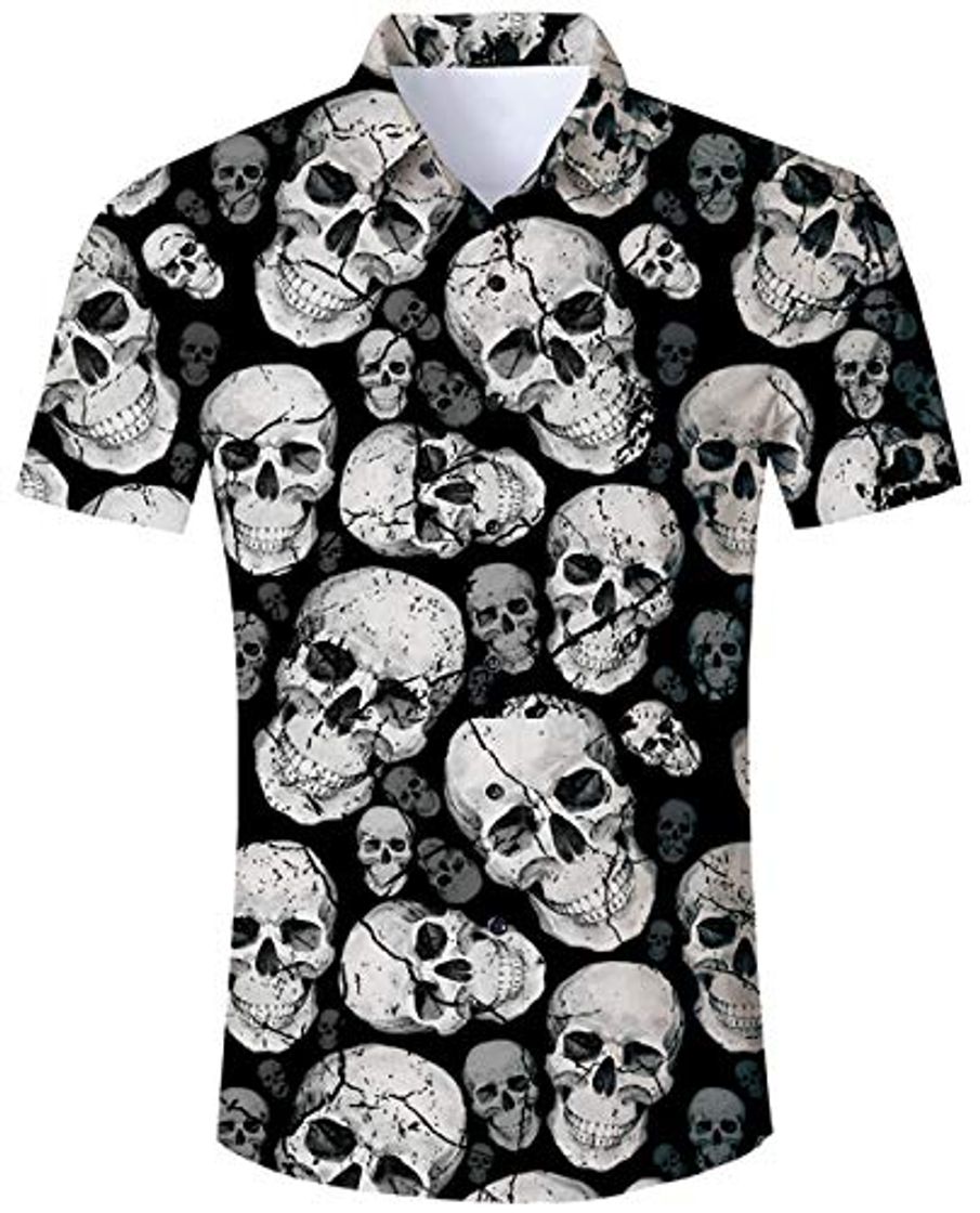 Fashion Goodstoworld Camisas Halloween Cráneo Estampada Hombre Camisas Casual Hombre Cara Calabaza Playa Flimingo montaña Primavera Camisetas Mens Hawaii t Shirt Colorful