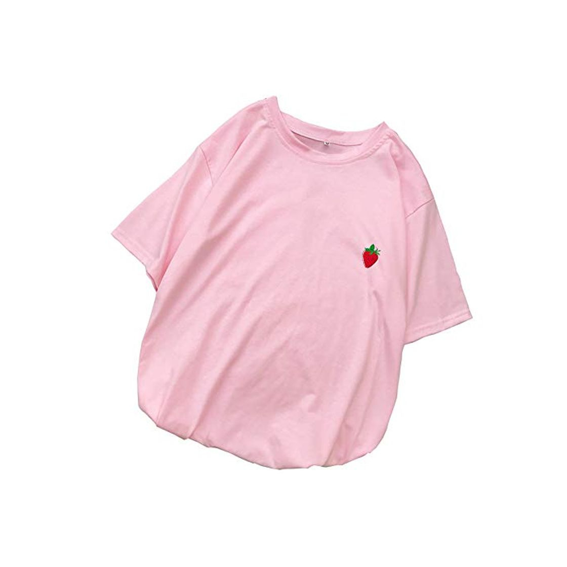 Moda Handaxian Camiseta de algodón para Mujer Harajuku Suelta Casual Estampado de Fresa Kawaii Top 1 M