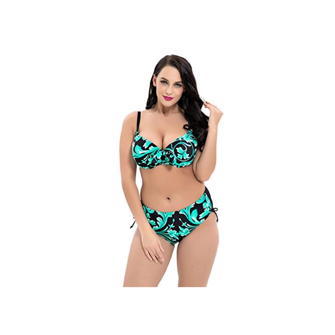 Moda Baymate Mujer Bikini Talla Grande Impresión de Flores Traje de baño Push