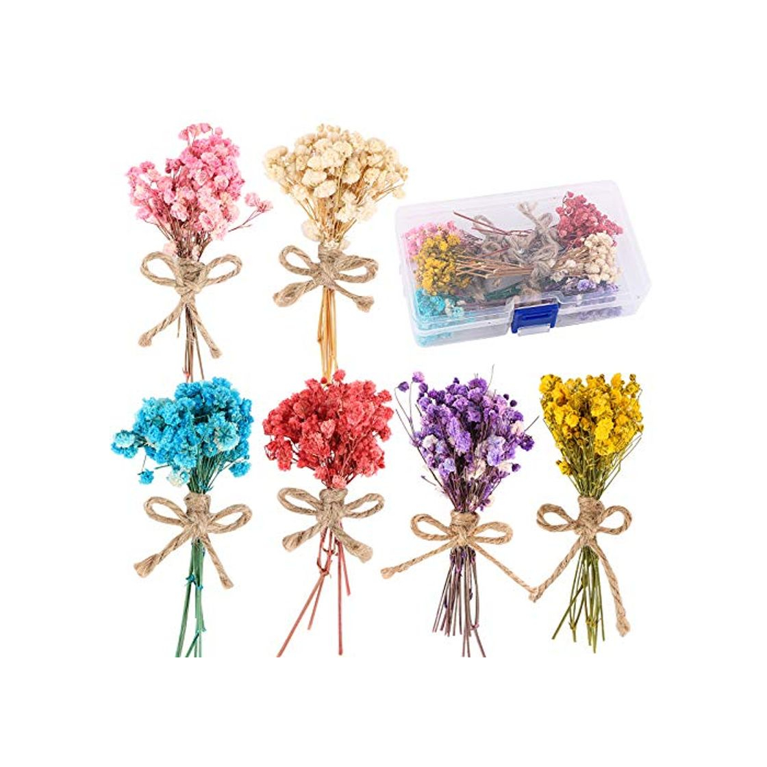 Home UFLF 6pcs Mini Ramos de Flores Paniculatas Naturales Secas Flores Secas Decorativas Gypsophilas Preservadas para Regalos Decoración MiniJarrón Boda Fiesta Mesa Manualidad DIY