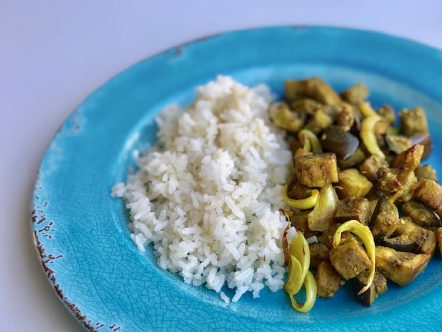 Fashion Berenjenas al curry con arroz