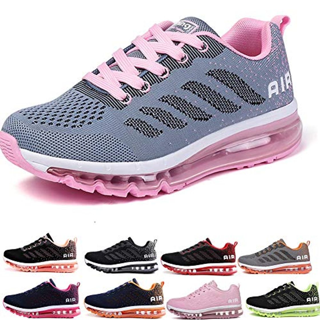 Social Air Zapatillas de Running para Hombre Mujer Zapatos para Correr y Asfalto Aire Libre y Deportes Calzado Unisexo Gray Pink 38