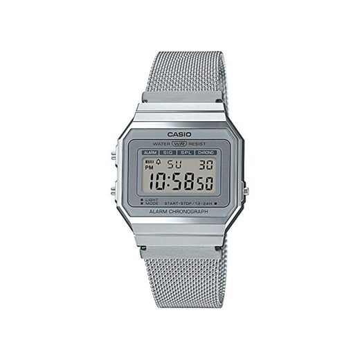 Casio Reloj Mujer de Digital con Correa en Acero Inoxidable A700WEM