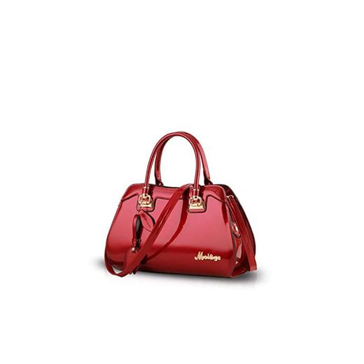 NICOLE&DORIS Bolsos de Mano para Mujer Bolsos para Mujeres Bolsos Charol de Hombro para Damas Bolsos Tote Bolsos Bandolera para Mujer Rojo