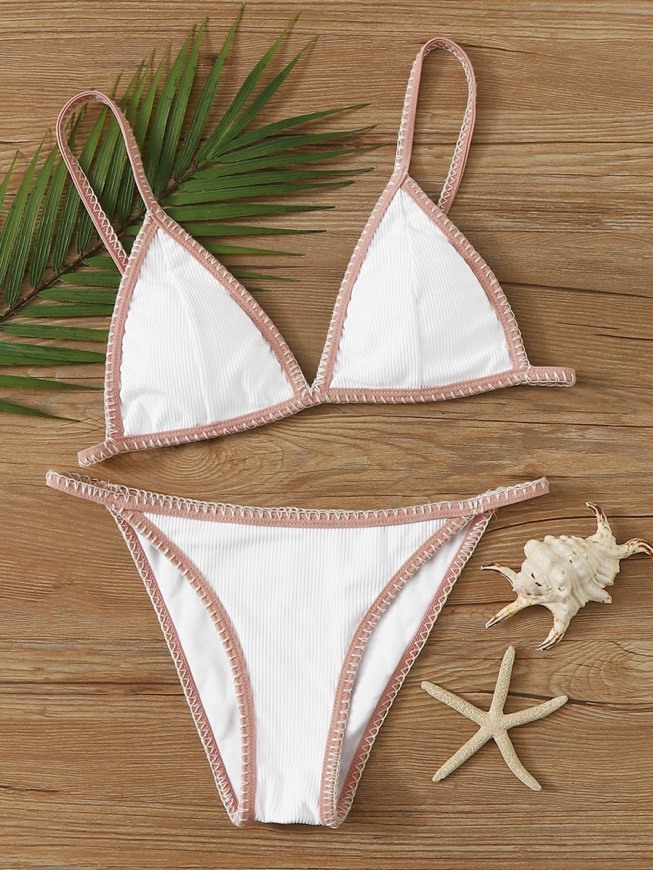 Producto Bikini blanco y rosa shein