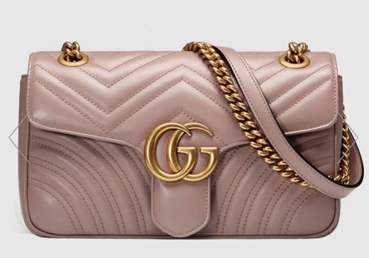 Dusty Pink Leather GG Marmont Matelassé Shoulder Bag