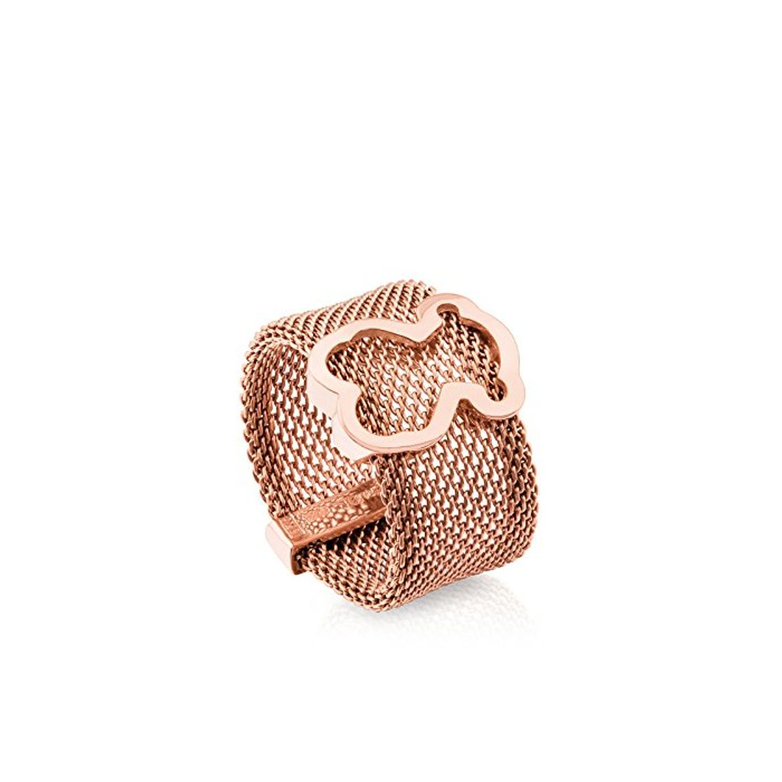 Moda Anillo TOUS Mesh de acero IP rosado con motifo de plata vermeil