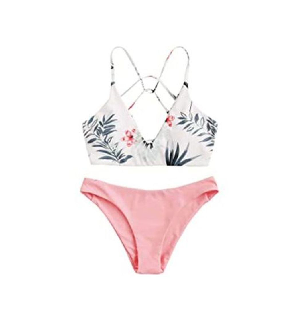 Social ZAFUL Conjunto de Bikini con Relleno Push Up Triangular Busto Ajustable con