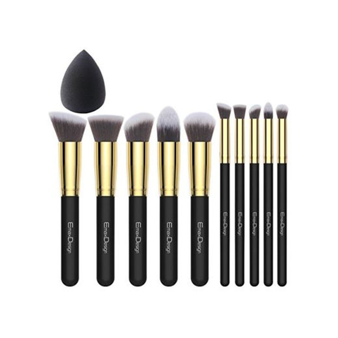 Social EmaxDesign - Juego de brochas de maquillaje kabuki de fibra sintética para
