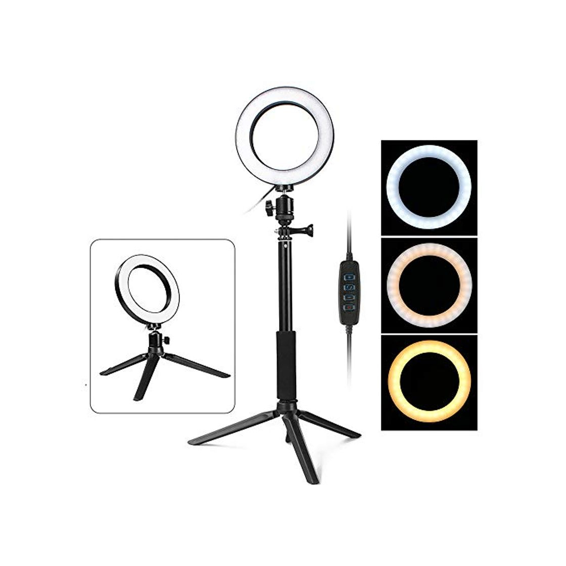 Social Thlevel Luz de Anillo de 5.7"con Soporte de trípode para Selfie Maquillaje