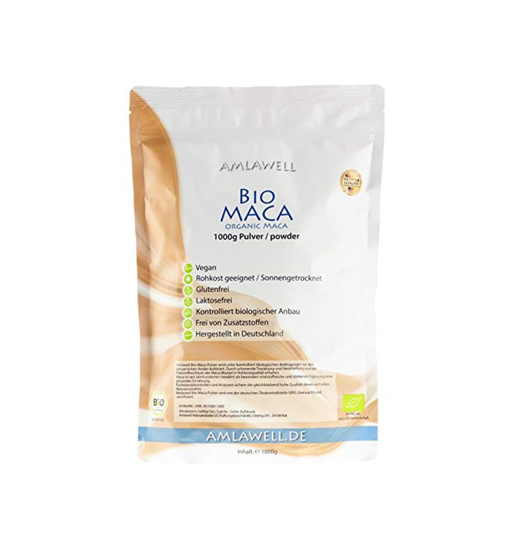 Producto Amlawell polvo de maca orgánica de Perú / 1 kg embalado en