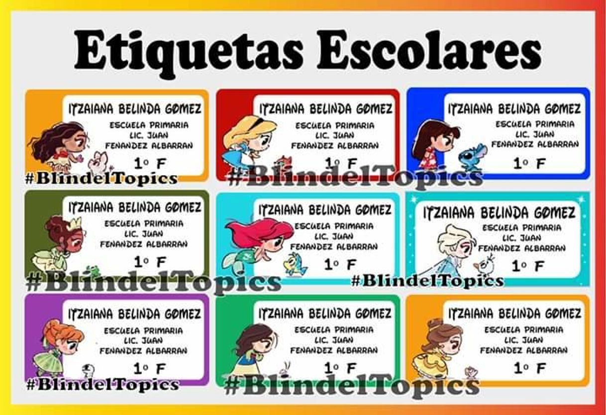 Paquete con etiquetas escolares :D