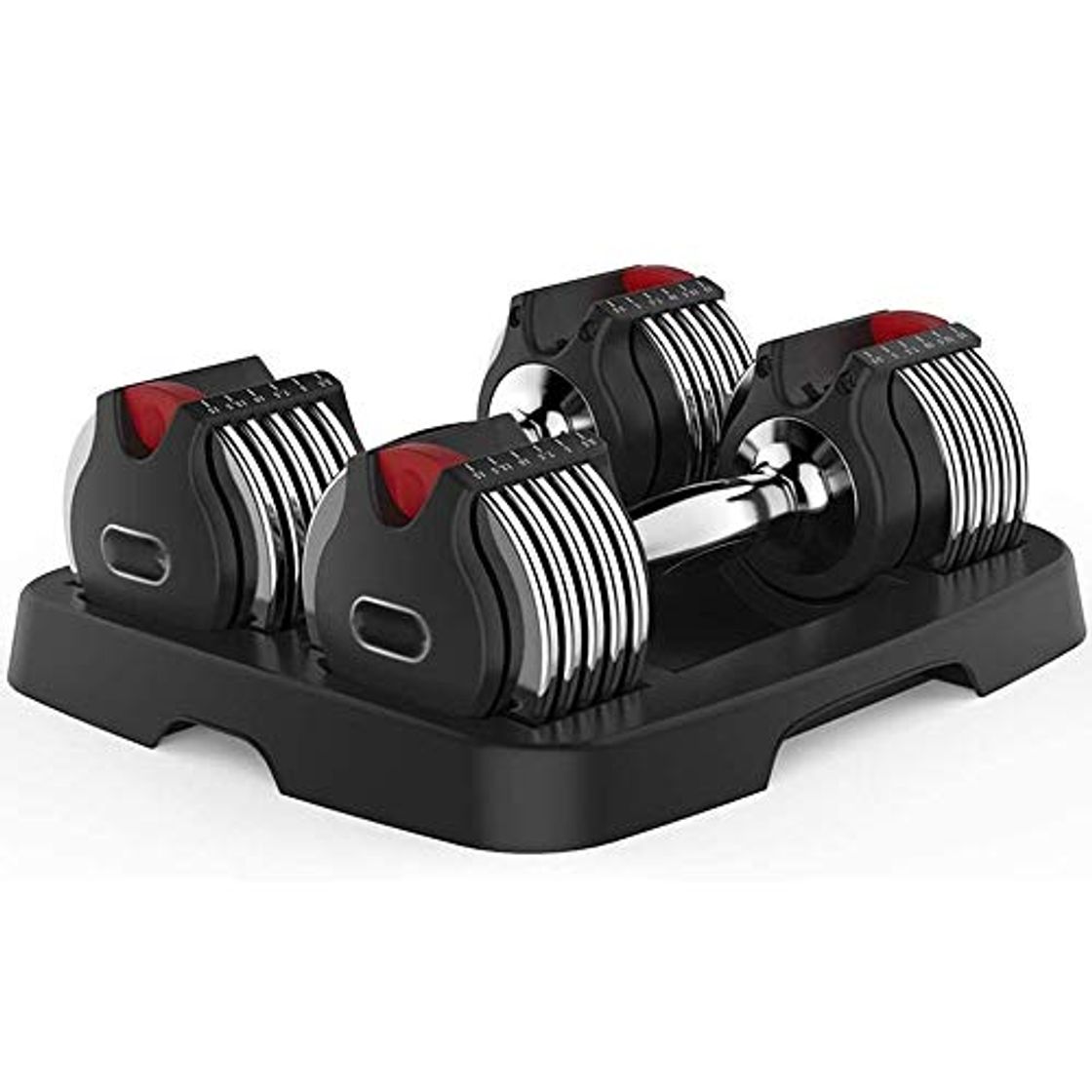 Social Ajustable Dumbbell Set de Fitness con Mancuernas Dial Home Fitness Products Mancuernas Hombres Gym Equipment Mancuernas Pair for Hombre y Mujer con el Soporte del Peso Total de 30 Libras