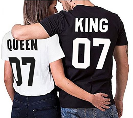 Camiseta par Partnerlook Juego King Queen para Parejas como obsequio S-4XL, Größe2