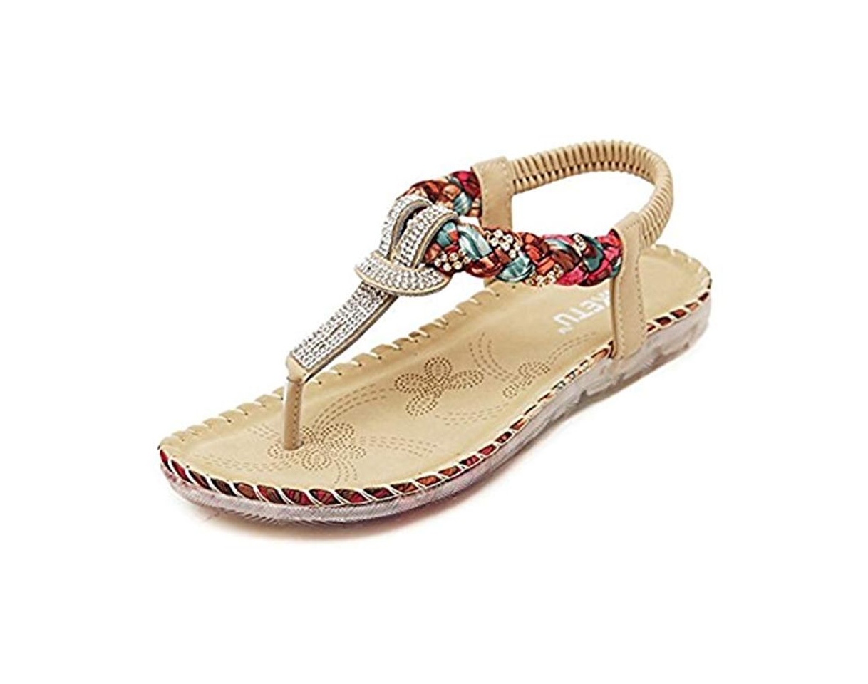 Moda ZOEREA Sandalias Planas para Mujer Verano Bohemia Moda Comodidad Elegante Correa Tobillo