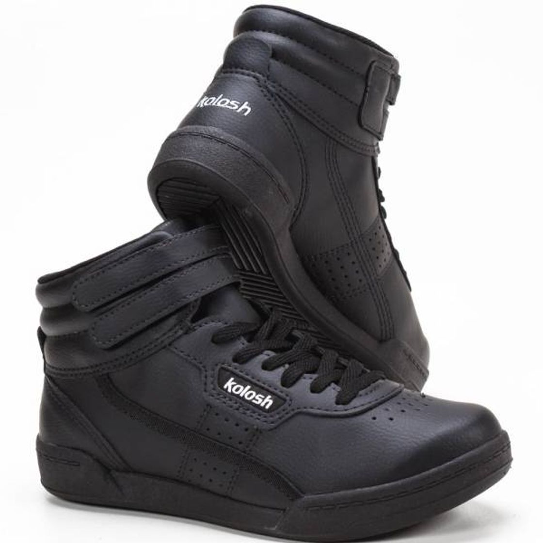 Moda tenis Kolosh preto cano alto