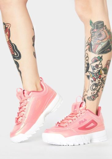 Fila Pink Disruptor II Liquid Luster Sneakers | Dolls Kill