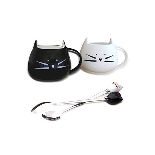 SITAKE Paquete De 2 Tazas De Cerámica Lindo Gato Hermoso Conjunto De