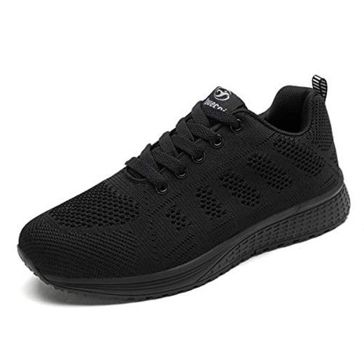 Decai Zapatillas de Deportivos de Running para Mujer Deportivo de Exterior Interior Gimnasia Ligero Sneakers Fitness Atlético Caminar Zapatos Transpirable Negro 38 EU
