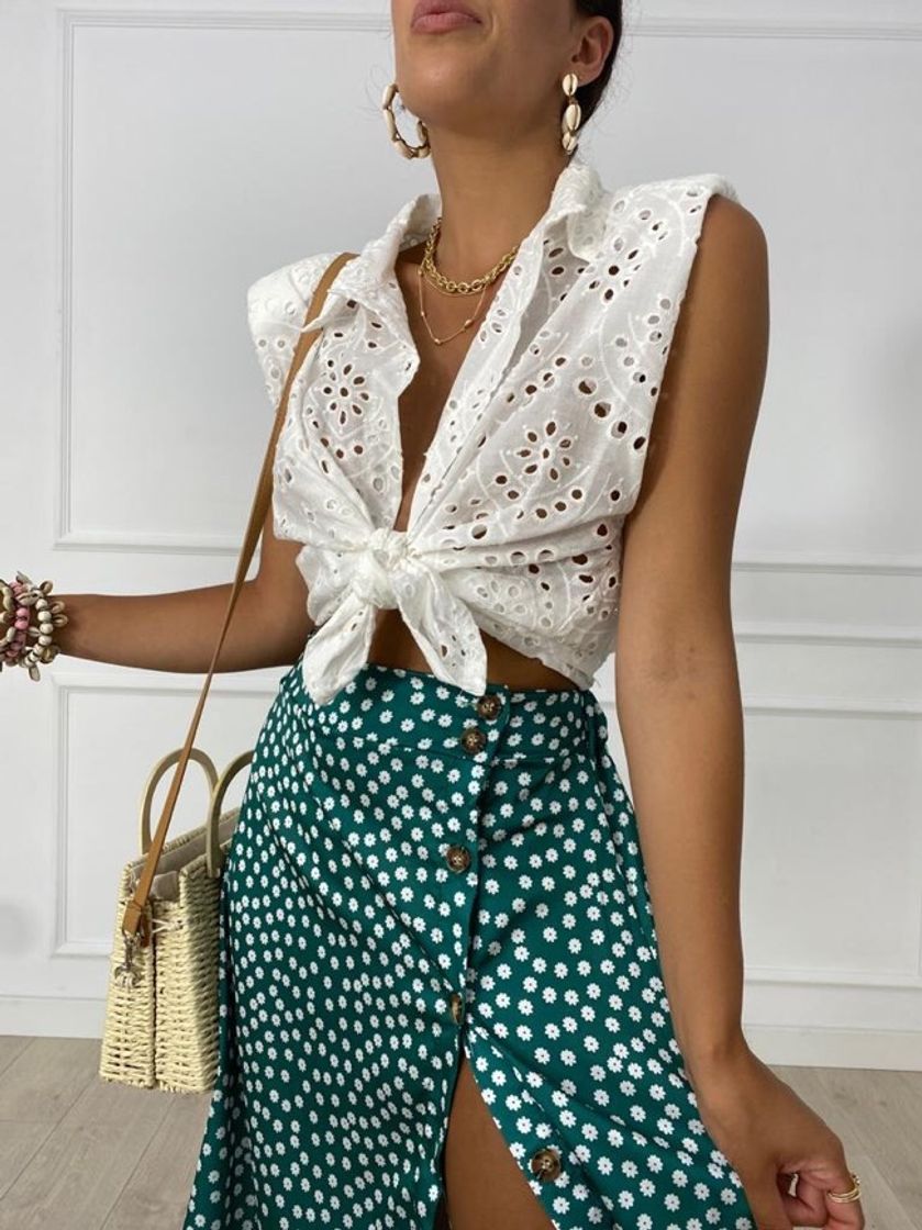 Social Blusa troquelada blanca