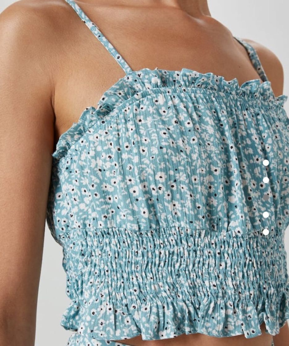 Social Top cropped flores goma canilla