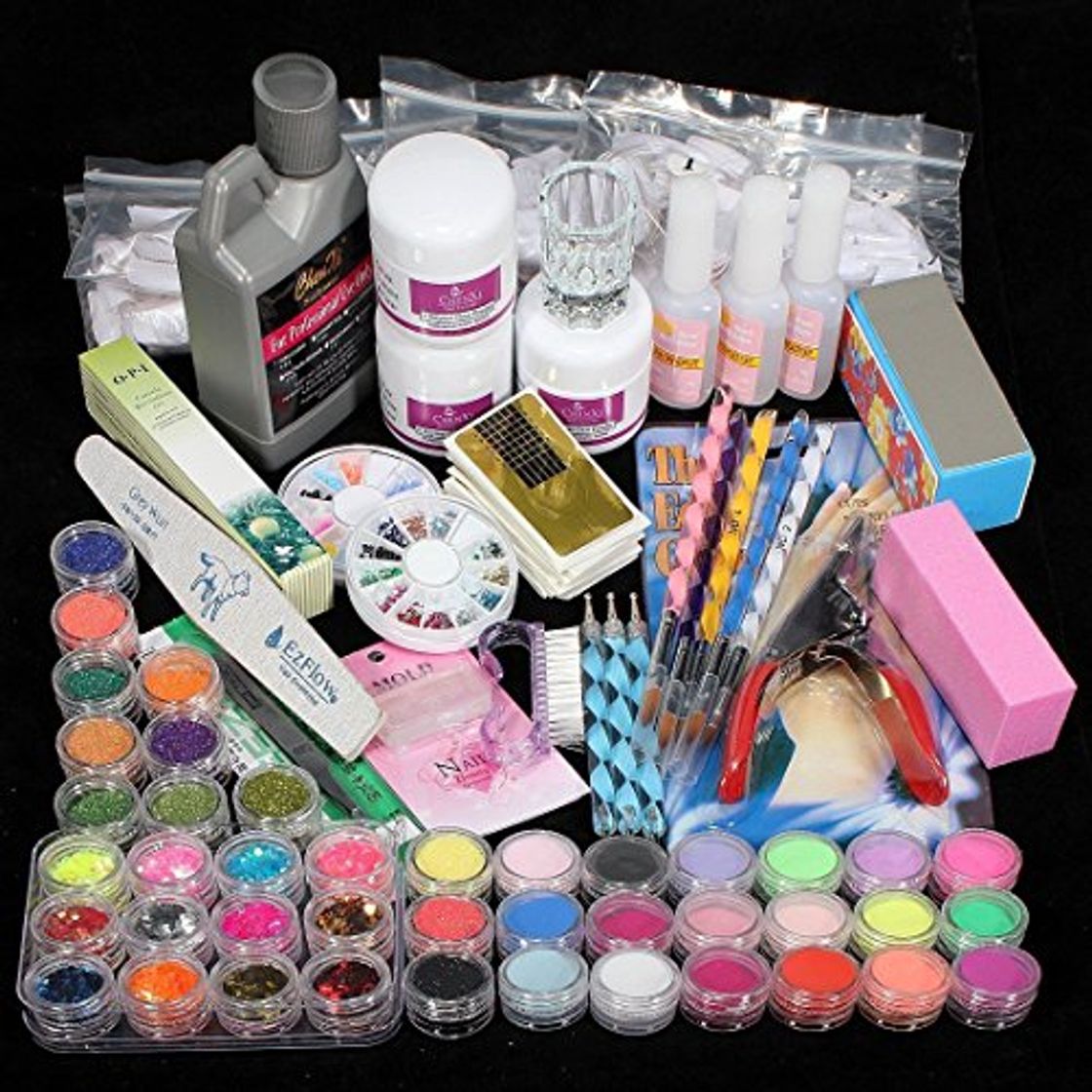 Social vasyle Juego completo acrílico polvo UV Gel Kit de punta de pincel lámpara de luz UV NAIL ART DIY Kit de manicura con uñas de pato 