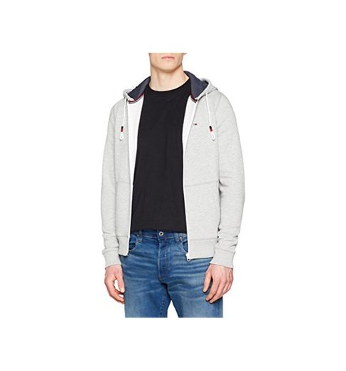 Tommy Hilfiger Regular Zipped H Sudadera con Capucha y Cremallera, Gris