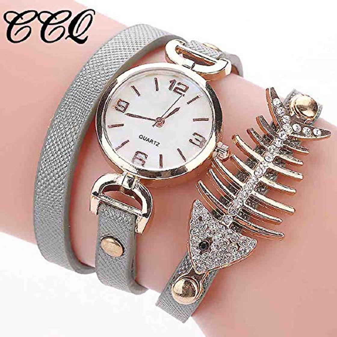 Fashion SWJM Popular Mujeres Fish Bone Watch Classic Ladies Bracelet Quartz Wrist Noble Watch Relogio Feminino 533 Gris