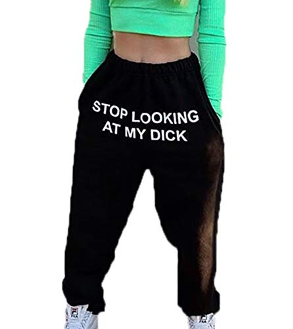 Fashion worclub Pantalones con Letras Divertidas Impreso Stop Look at My Pants Pantalones de Moda para Mujer