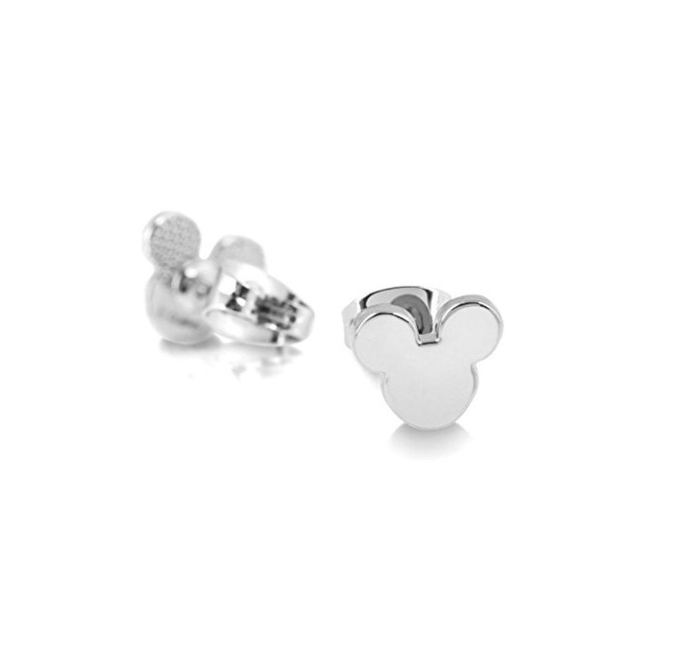 Social Disney – Pendientes chapados de oro blanco con cierre de mariposa