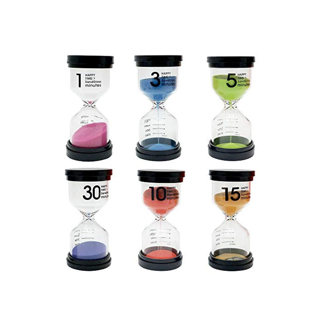 Productos THE TWIDDLERS Paquete de 6 Relojes de Arena con Varios Tiempos -